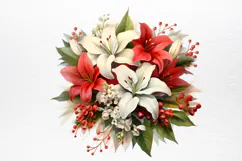 Christmas Flowers Watercolor Clipart PNG Product Image 2