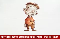 Cute Halloween Watercolor Clipart PNG Product Image 3