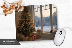 Serene Christmas Morning with Snowy Window Mouse Pad PNG Product Image 1