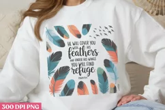 He will cover you with his PNG, Christian Sublimation PNG Product Image 2