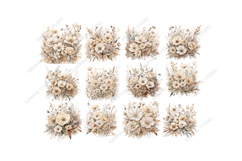 Watercolor Beige Wildflowers Clipart, Bouquet Clipart Product Image 3