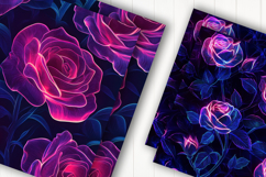Neon Blue Roses Digital Paper Product Image 2