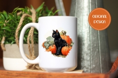 Halloween Black Cat PNG, Vintage Halloween Cat T-Shirt PNG Product Image 2