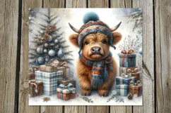 Christmas cow | 4 retro xmas Sublimation Tumbler designs Product Image 2