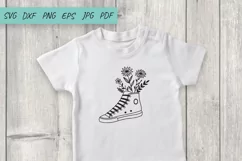 Wildflowers svg, Flowers in sneakers, Flower svg, Daisy svg Product Image 3