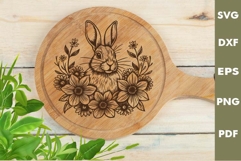 Easter Bunny engraved SVG, Rabbit Laser file, Cutting board Product Image 2