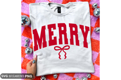 Merry SVG | Preppy Christmas SVG | Bow SVG PNG Product Image 1