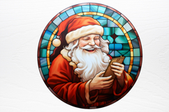 Stained Glass Painting Of Santa Clipart PNG Product Image 2