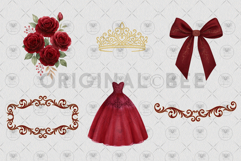 Princess Quinceañera Red Clipart Product Image 2