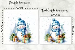 Watercolour Snowman Lunch Bag Print | Christmas Lunch Bag Product Image 2