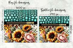 Flowers on Animal Print Lunch Bag Design, Embossed Leather Product Image 2
