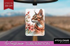 Floral Cat Air Freshener PNG - Flowers PNG Sublimation Product Image 1