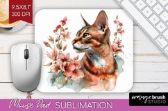 Floral Cat Mouse Pad Sublimation - Flowers Mousepad PNG Product Image 1