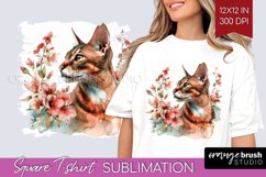 Floral Cat Square Tshirt Background - Flowers PNG Product Image 1