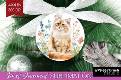 Floral Cat Ornament PNG - Flowers PNG Sublimation Product Image 1