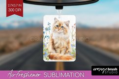 Floral Cat Air Freshener PNG - Flowers PNG Sublimation Product Image 1