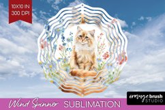 Floral Cat Wind Spinner Sublimation PNG - Flowers Round Product Image 1