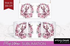 Floral Cat Mug Wrap - Flowers Mug PNG Sublimation Product Image 1