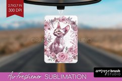 Floral Cat Air Freshener PNG - Flowers PNG Sublimation Product Image 1
