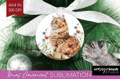 Floral Cat Ornament PNG - Flowers PNG Sublimation Product Image 1