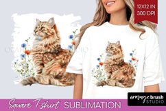 Floral Cat Square Tshirt Background - Flowers PNG Product Image 1