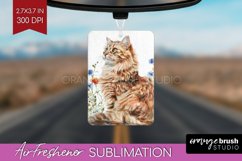 Floral Cat Air Freshener PNG - Flowers PNG Sublimation Product Image 1