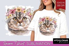 Floral Cat Square Tshirt Background - Flowers PNG Product Image 1