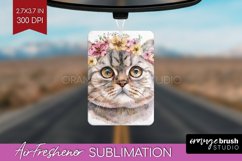 Floral Cat Air Freshener PNG - Flowers PNG Sublimation Product Image 1