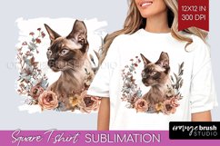 Floral Cat Square Tshirt Background - Flowers PNG Product Image 1