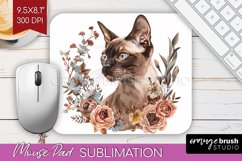 Floral Cat Mouse Pad Sublimation - Flowers Mousepad PNG Product Image 1