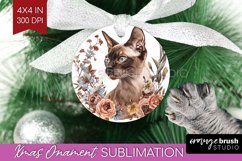 Floral Cat Ornament PNG - Flowers PNG Sublimation Product Image 1