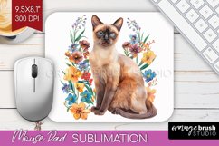Floral Cat Mouse Pad Sublimation - Flowers Mousepad PNG Product Image 1