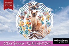 Floral Cat Wind Spinner Sublimation PNG - Flowers Round Product Image 1