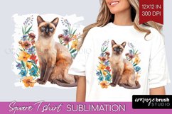 Floral Cat Square Tshirt Background - Flowers PNG Product Image 1