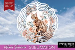 Floral Cat Wind Spinner Sublimation PNG - Flowers Round Product Image 1