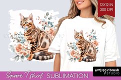 Floral Cat Square Tshirt Background - Flowers PNG Product Image 1
