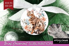 Floral Cat Ornament PNG - Flowers PNG Sublimation Product Image 1