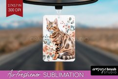 Floral Cat Air Freshener PNG - Flowers PNG Sublimation Product Image 1