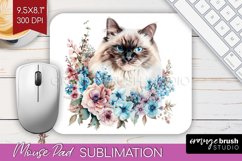 Floral Cat Mouse Pad Sublimation - Flowers Mousepad PNG Product Image 1
