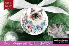 Floral Cat Ornament PNG - Flowers PNG Sublimation Product Image 1