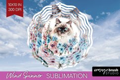 Floral Cat Wind Spinner Sublimation PNG - Flowers Round Product Image 1