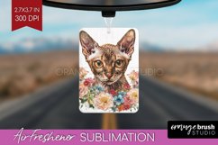 Floral Cat Air Freshener PNG - Flowers PNG Sublimation Product Image 1