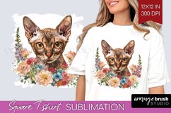 Floral Cat Square Tshirt Background - Flowers PNG Product Image 1