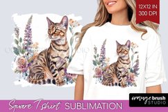 Floral Cat Square Tshirt Background - Flowers PNG Product Image 1