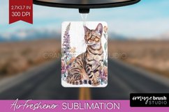 Floral Cat Air Freshener PNG - Flowers PNG Sublimation Product Image 1