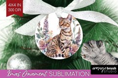 Floral Cat Ornament PNG - Flowers PNG Sublimation Product Image 1