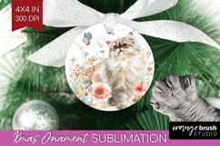 Floral Cat Ornament PNG - Flowers PNG Sublimation Product Image 1