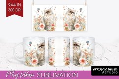 Floral Cat Mug Wrap - Flowers Mug PNG Sublimation Product Image 1