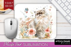 Floral Cat Mouse Pad Sublimation - Flowers Mousepad PNG Product Image 1