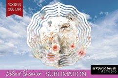 Floral Cat Wind Spinner Sublimation PNG - Flowers Round Product Image 1